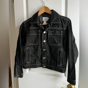 Vintage 90s Calvin Klein Jeans Cropped Black Denim Utility Jacket